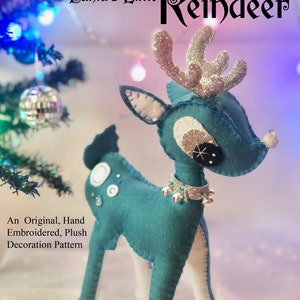 PDF Reindeer Hand Embroidered Plush Felt Toy or Decoration Pattern - Instant Download, DIY Embroidered Christmas Felt Art