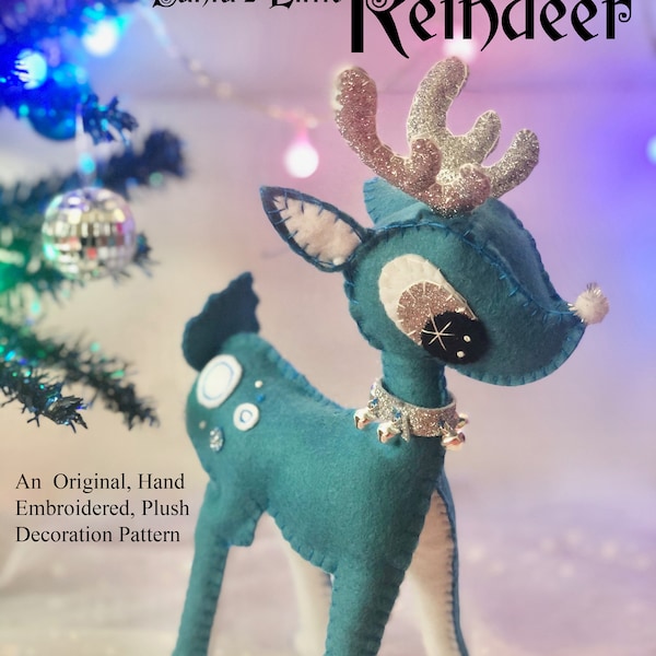 PDF Reindeer Hand Embroidered Plush Felt Toy or Decoration Pattern - Instant Download, DIY Embroidered Christmas Felt Art