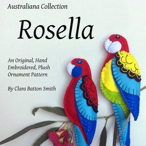 ROSELLA ~ a PDF pattern for a hand embroidered felt plush ornament Instant Download