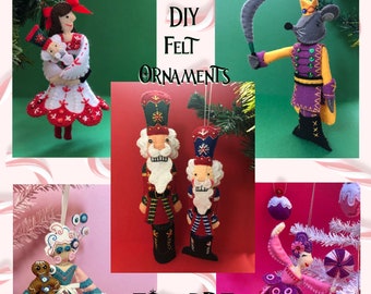 5 PDF-mönsterpaket ~ Nötknäpparbalettserie DIY-broderade filtprydnader Mönster för direktnedladdning