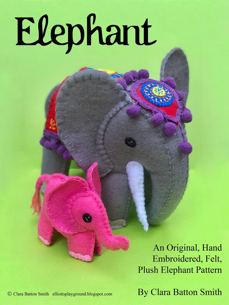 Elephant a PDF Pattern for a Hand Embroidered Felt Elephant - Etsy