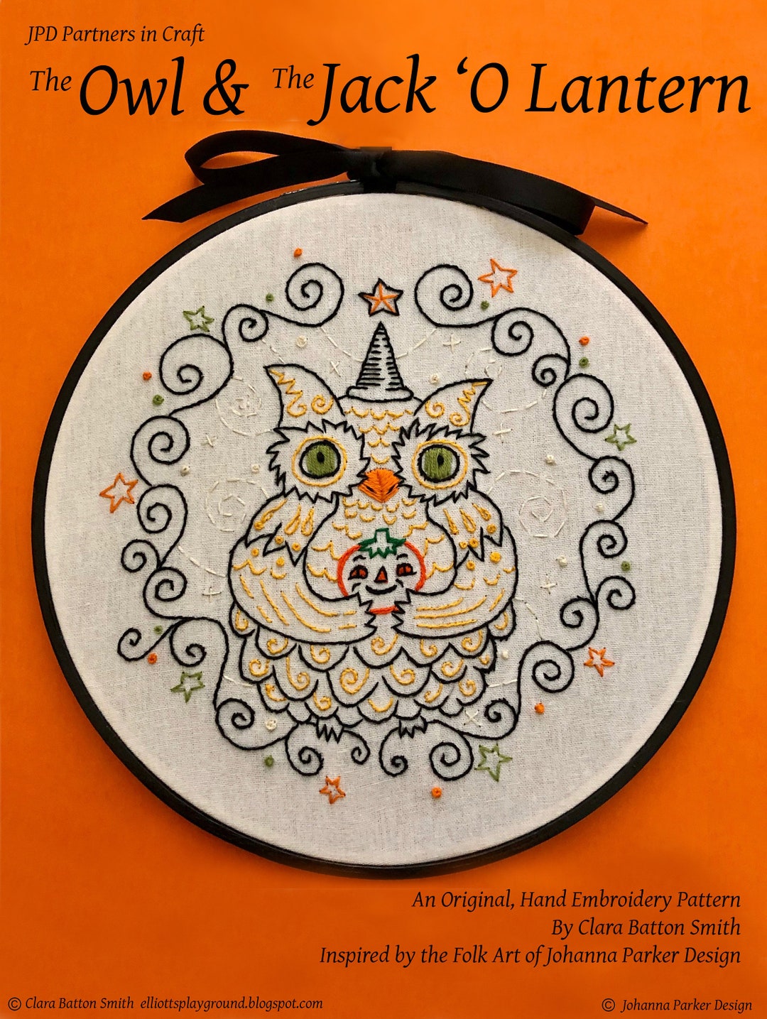 The Owl & the Jack 'O Lantern Patterna PDF Embroidery