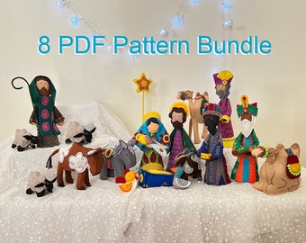 Nativity Eight Pattern PDF Bundle ~ Full 15 Piece Nativity Pattern Set PDF Instant Download, DIY Free-Standing Nativity Set