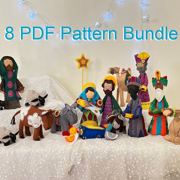 Nativity Eight Pattern PDF Bundle ~ Full 15 Piece Nativity Pattern Set PDF Instant Download, DIY Free-Standing Nativity Set