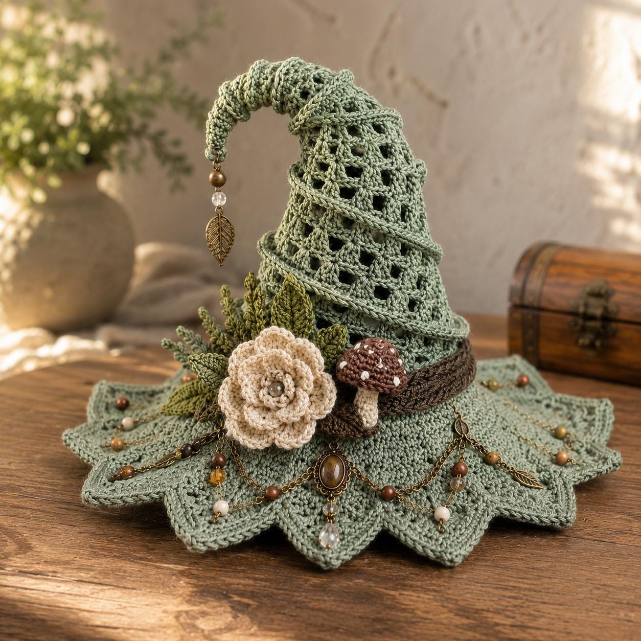 手編み ナチュラルカラー 帽子 花装飾付き かぎ針編みの花の帽子 - Etsy 日本