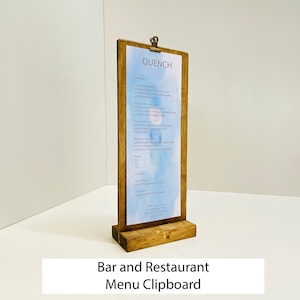 Bar and Restaurant Clipboard Menu Holder - 5 x 11 Sign Stand and Tabletop Display - on sale in USA