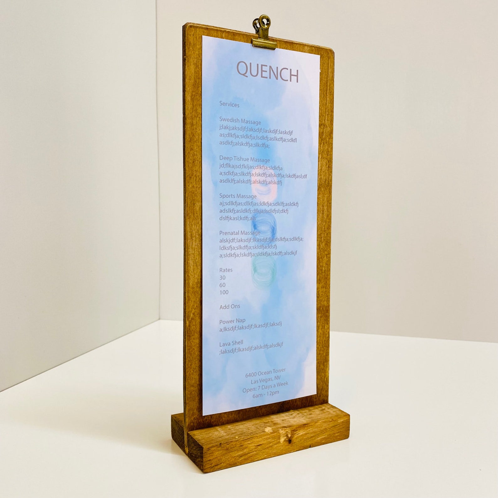 Wood Clipboard. Table Menu Display 4 X 11 Bar Restaurant Etsy