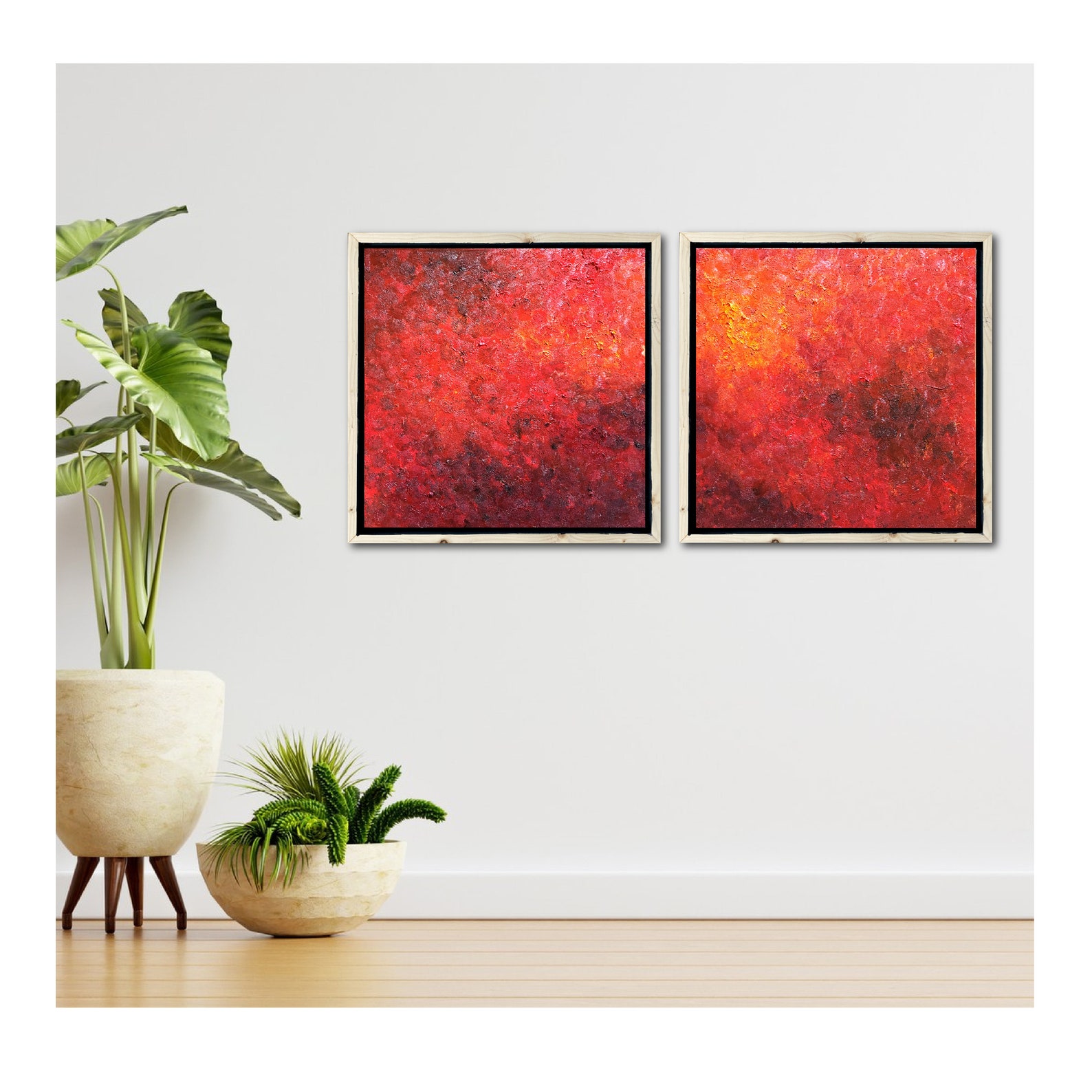 Red Original Abstract Oil Wall Decor Sunset Sunrise Decor Etsy