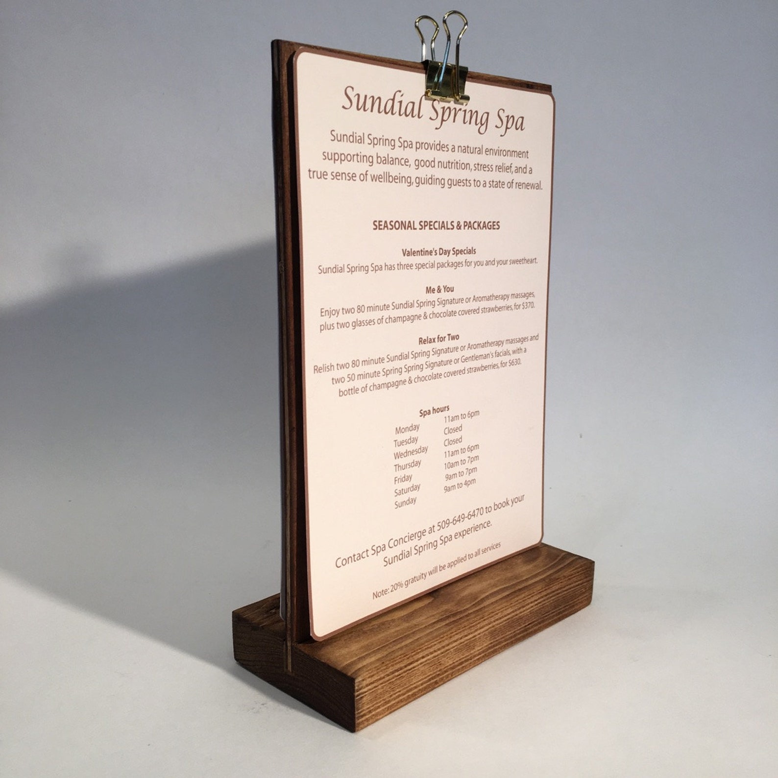 Wood Clipboard Menu Stand Restaurant Table Sign 5x7 signage Etsy