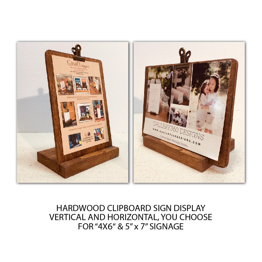 Wood Clipboard Sign Stand 5x7 signage Tabletop Clipboard Etsy
