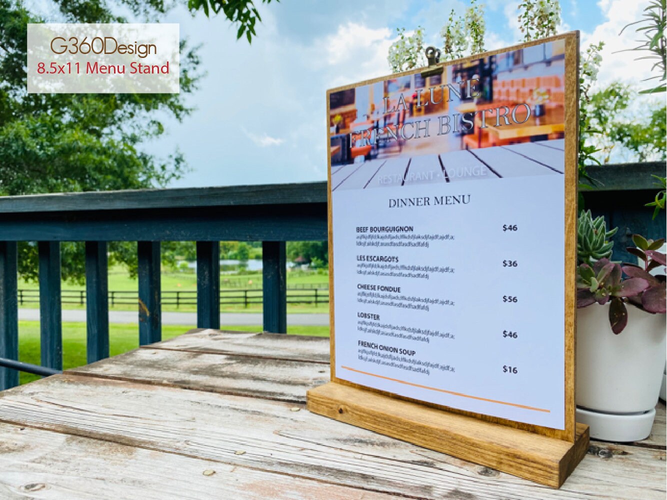 Wood Menu Stand 8 X 10 Signage Restaurant Table Sign Wood Etsy