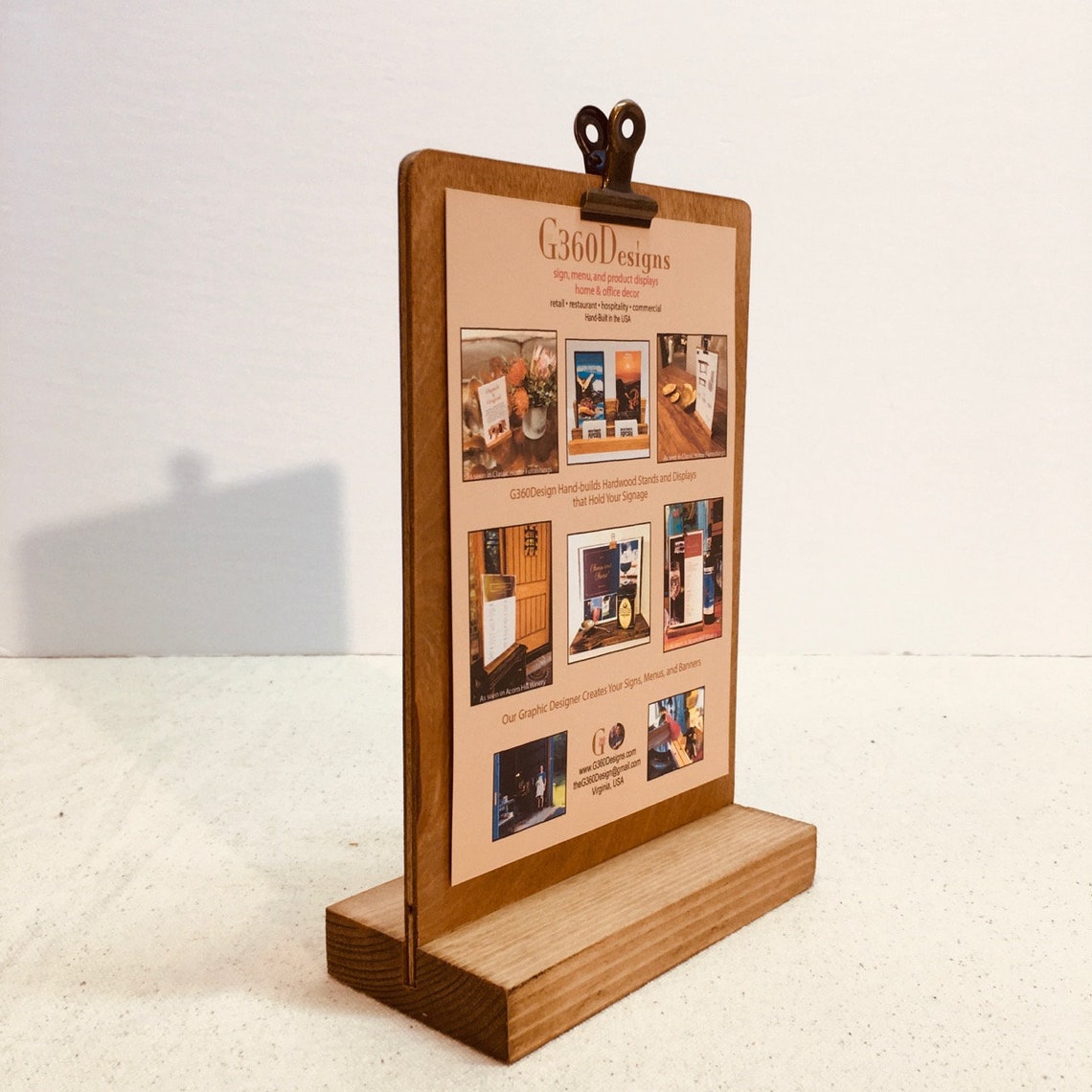 Wood Clipboard Sign Stand 5x7 Signage Tabletop Display T Etsy