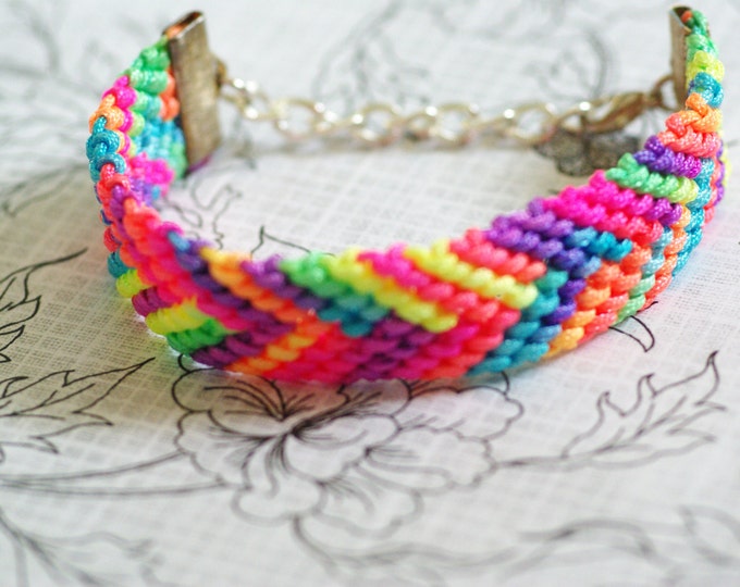 Neon Friendship Bracelet Bright Colors Girly Bracelet Hot Etsy