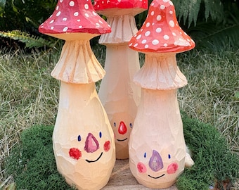 Build your own Mushfolk: Hand-Carved Woodland Companion | Made to Order | Whimsical Folk Art | Handmade in Minnesota
