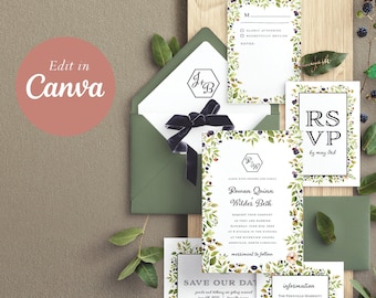 The Wilder Wedding Suite - Editable Canva Template - Easily edit your entire wedding suite for DIY couples