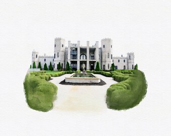 Stock Venue Illustration - Kentucky Castle Illustration for Wedding Stationery, Digital File for Info Cards, Guest Book Prints, Thank Yous