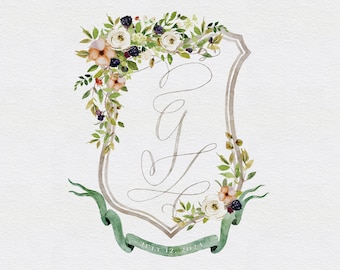 Bespoke Crest Deposit - Watercolor Custom Crest for Weddings, Gifts, Family Crest - Watercolor Art customized for your family heirloom