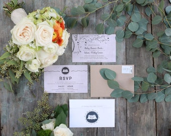 Custom Design Deposit: Wedding Invitations with Matching RSVP Cards