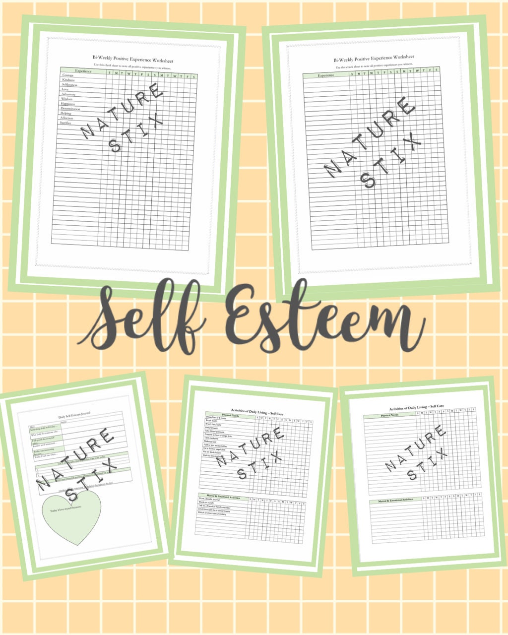 self esteem printable worksheets set 1 etsy