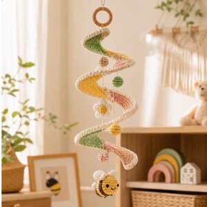 Crochet Baby Mobile Pattern PDF, Bee Nursery Mobile Crochet Pattern, Amigurumi, Intermediate, Instant Download