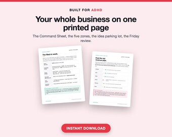 Planificador de negocios para personas con TDAH, organizador para pequeñas empresas, panel de control para directores ejecutivos (PDF)