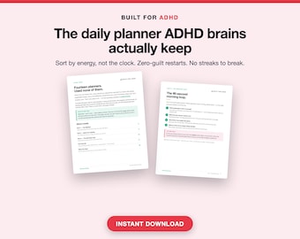 Planificador diario para TDAH, lista de tareas basada en la energía, registro de hábitos, lluvia de ideas (descarga digital)