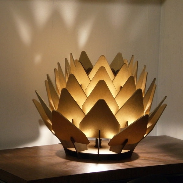 Cynara Table Lamp - geometric wood sculpture accent lighting