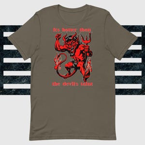 Devil Graphic Tee, Adult Humor T-Shirt, Flames Devil Print
