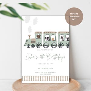 Animal Birthday Train Party Invite, Party Invite, Two Two Party