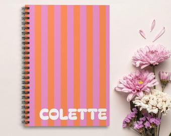 Personalized Name Striped Journal | Spiral Notebook