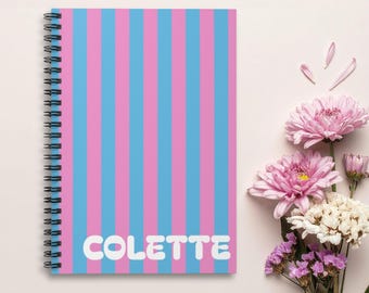 Personalized Name Striped Journal | Spiral Notebook
