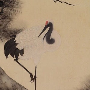 絵画　鶴　鳥 ヴィンテージ 掛け軸 絵画、鶴の絵画、鶴の巻物、掛け物、鳥の絵画