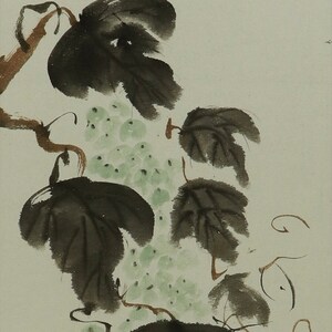 Vintage Wall Hanging Decor,Grapes,Grapes Painting,Wall Art,Wall Painting Grapes,Kakemono Scroll,Japanese Art,Japanese Hanging Scroll,R6712