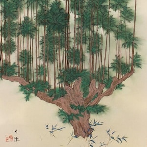 Vintage Wall Hanging Decor,Wall Art,Scroll Painting,Ceder Kitayama Kyoto,Japanese Painting,Japanese Kakemono Scroll,Wall Hanging Art,R6943