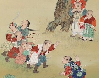 Vintage Japanese Wall Decor,Wall Art,Japanese Painting,Japanese Hanging Scroll Painting,Kakejiku,Kakemono,Japanese kakemono Scroll,R63281