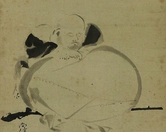 アンティーク 布袋画 水墨画 七福神 掛軸 R64241 - Etsy 日本