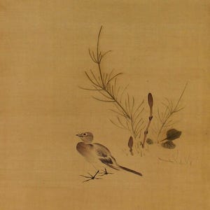 Antique Japanese Wall Hanging Decor,Wall Decor,Bird and Flower,Antique Painting,Japanese Hanging Scroll Art,Japanese Kakejiku Painting,R7723