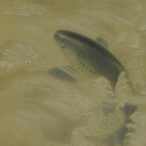 Vintage Japanese Wall Hanging Decor,Wall Decor,Wall Painting,Vintage Interior Art Decor,Carp Painting,Carp Home Decor,Japanese Koi,R67122