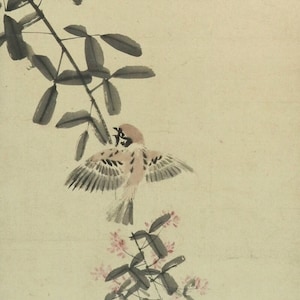 Framed Antique Japanese Wall Decor,Wall Art,Art Frame Decor,Japanese Painting,Framed Art Painting,Art Frame,Bird and Flower Painting,R644082