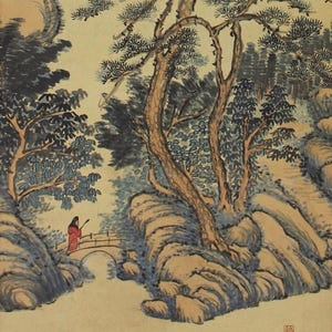 Vintage Japanese Wall Hanging Decor,Wall Decor,Wall Painting,Kakejiku Scroll,Landscape Painting,Great Mountain Art,Scroll Painting,R75132
