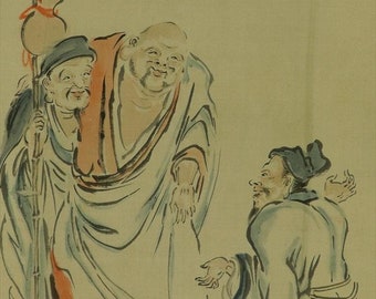 アンティーク 狩野秀信 (1717-1763) 絹本掛軸 - Etsy 日本