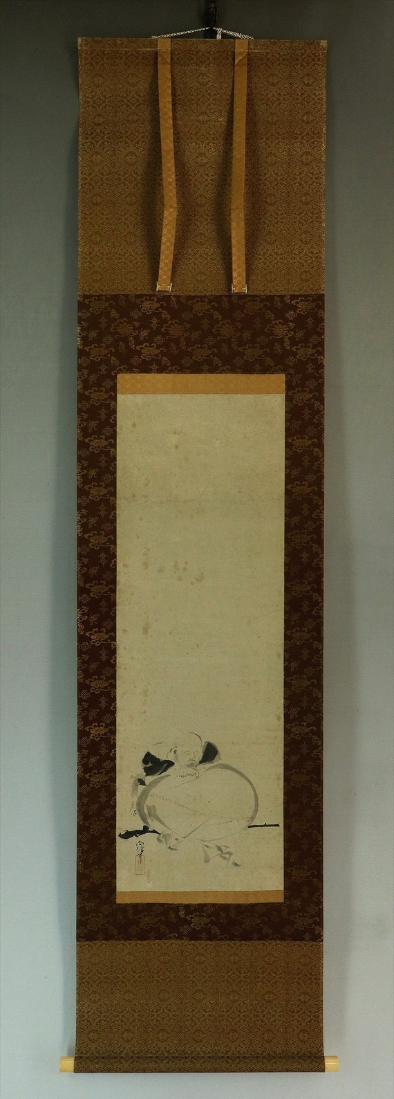 アンティーク 布袋画 水墨画 七福神 掛軸 R64241 - Etsy 日本