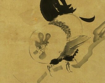 アンティーク 掛軸 雄鶏 伊藤若冲 絵画 アジアンインテリア 江戸時代