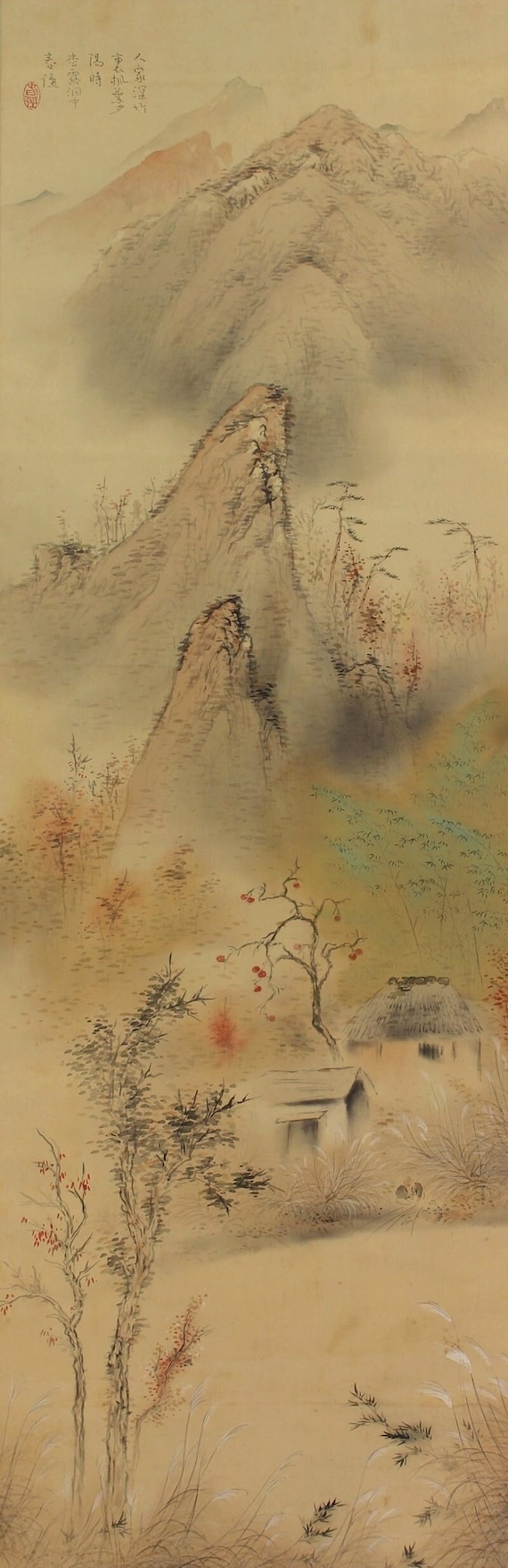 ◇掛軸 水墨画 華岳◇Japanese arts hanging scroll ◇掛軸 水墨画