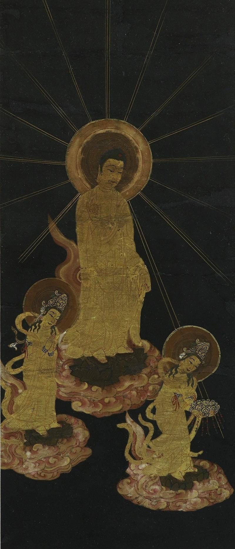 アンティークな日本の壁掛け装飾、仏教美術、日本の巻物絵画、仏教絵画