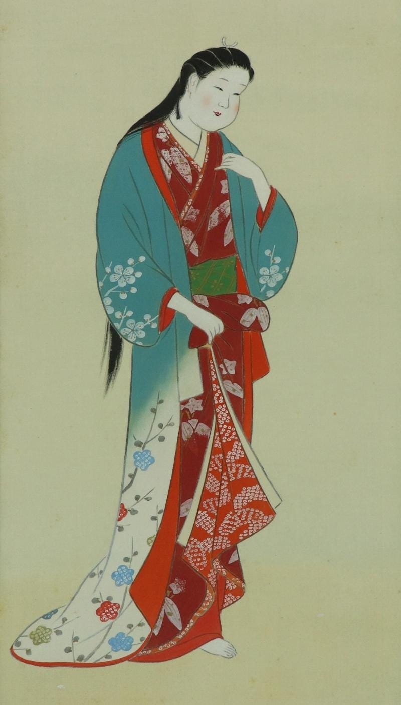 美人画掛軸（作者不詳) Hanging Scroll Bijinga il_fullxfull