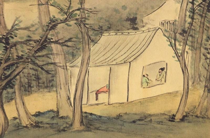 アンティーク/ヴィンテージ 日本の掛け軸 装飾画 風景画 美しい山水画