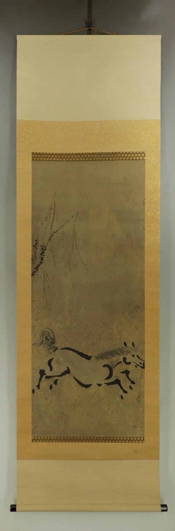 水墨画 - 日本 Etsy 江戸時代美術「馬の絵」掛軸 R711071 | 馬 掛け軸
