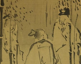 アンティークな日本の壁掛け装飾、壁アート絵画、日本の巻物