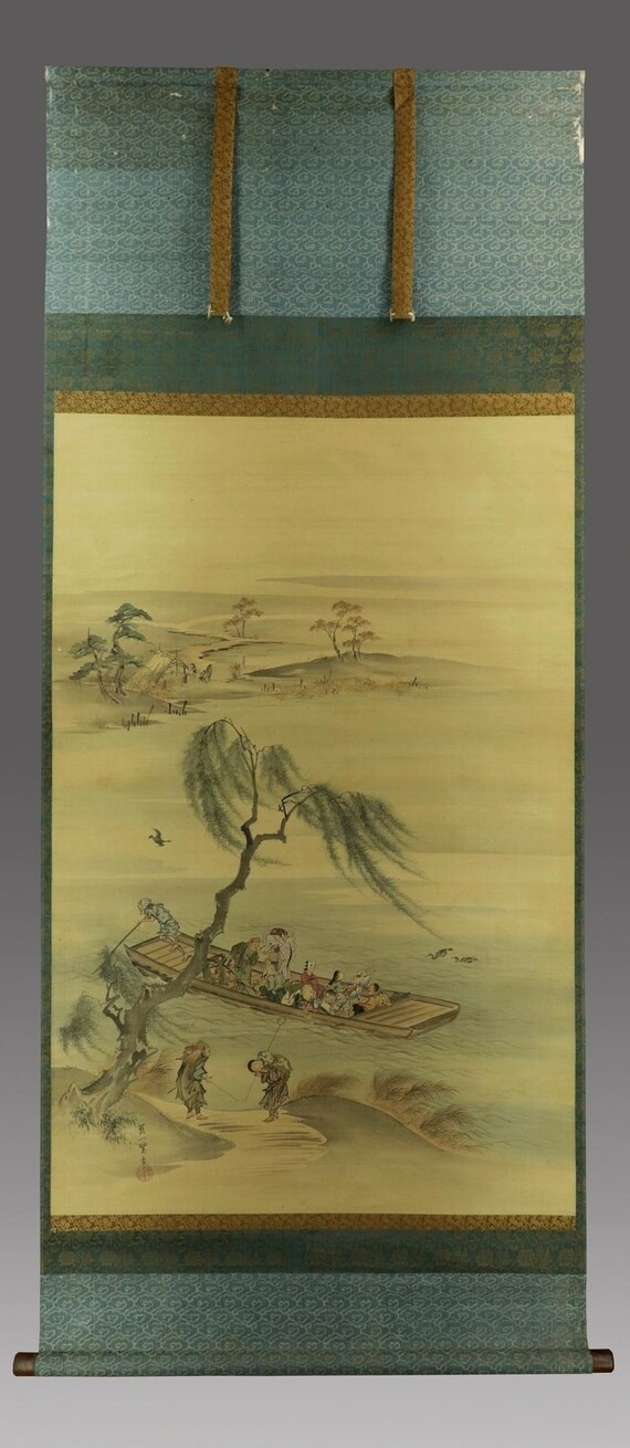 古木に絵が書かれています Antique Wall Hanging Decor,japanese Hanging Scroll,ukiyo-e